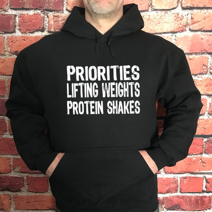 Priorities Lifting Weights Protein Shakes (Hoodie)