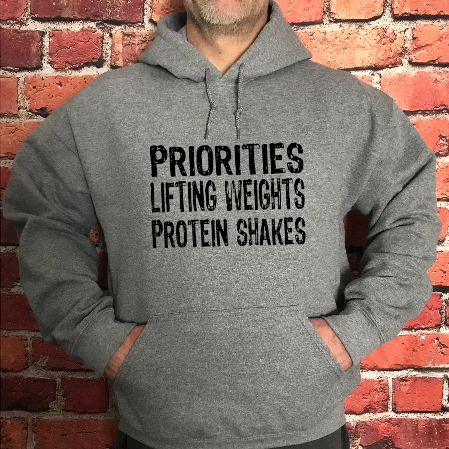 Priorities Lifting Weights Protein Shakes (Hoodie)