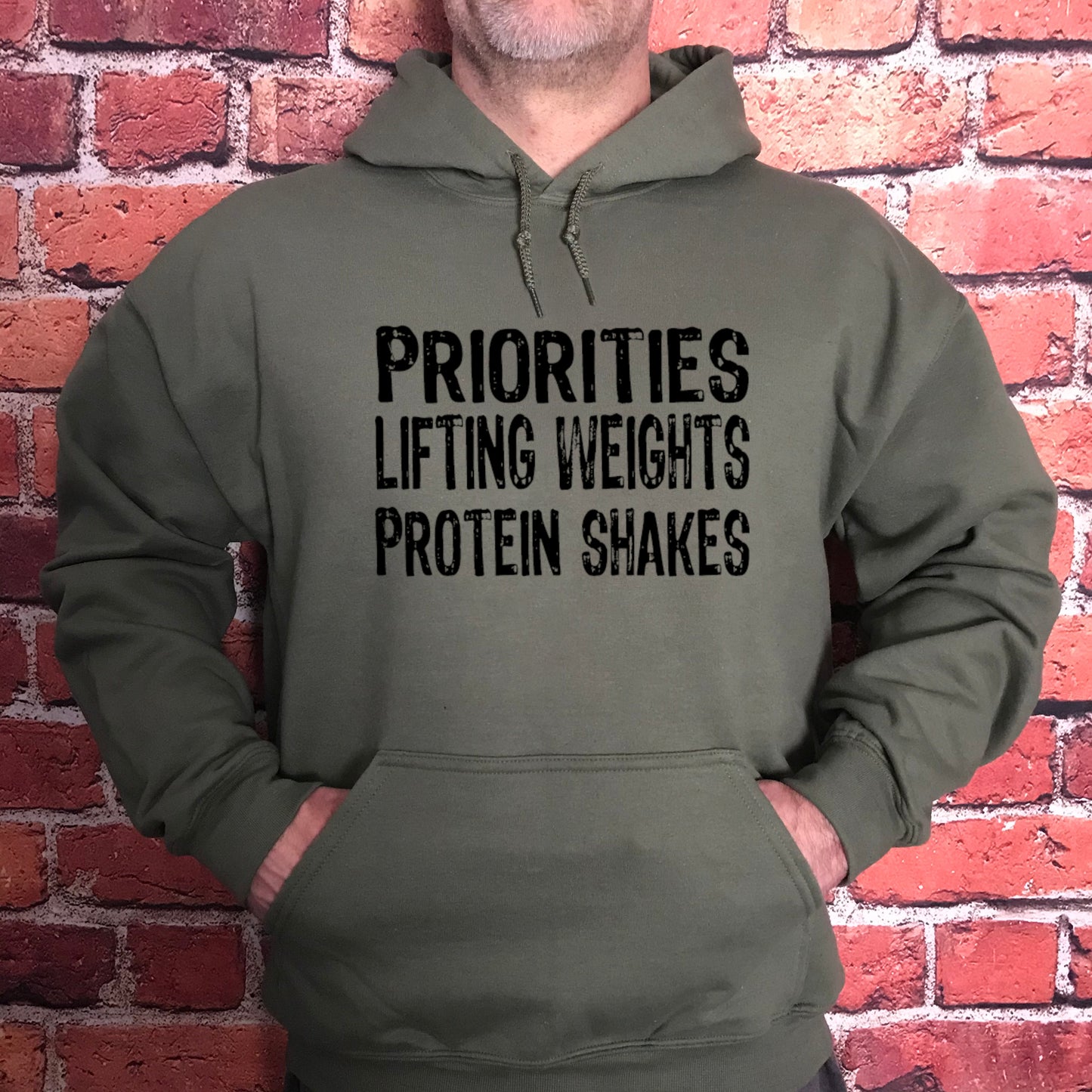 Priorities Lifting Weights Protein Shakes (Hoodie)