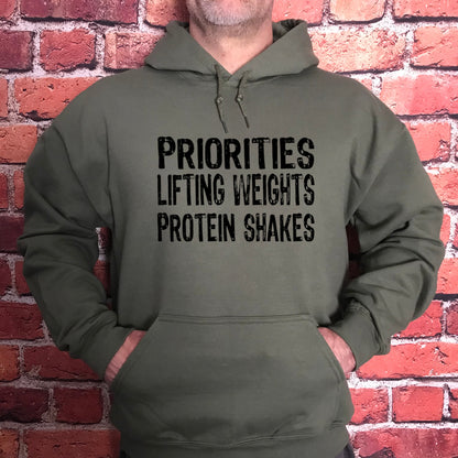 Priorities Lifting Weights Protein Shakes (Hoodie)