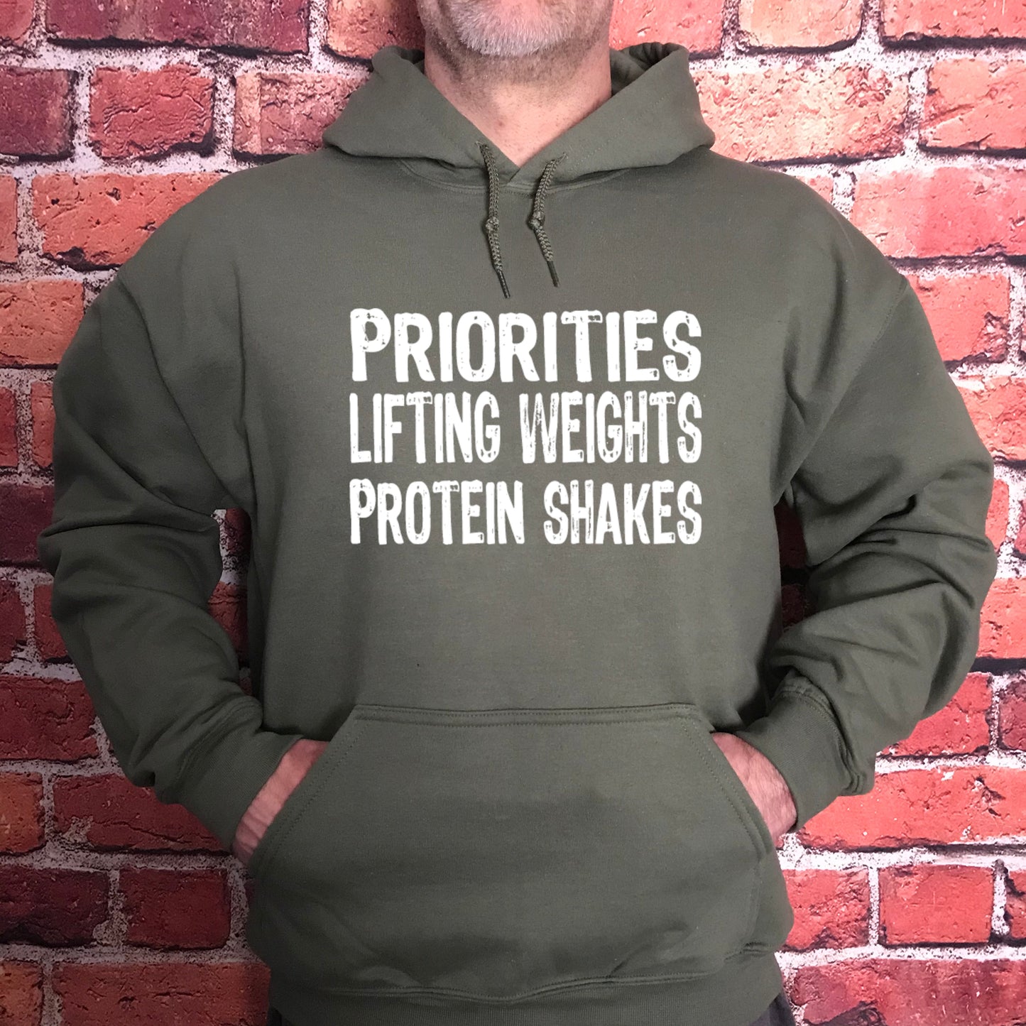 Priorities Lifting Weights Protein Shakes (Hoodie)