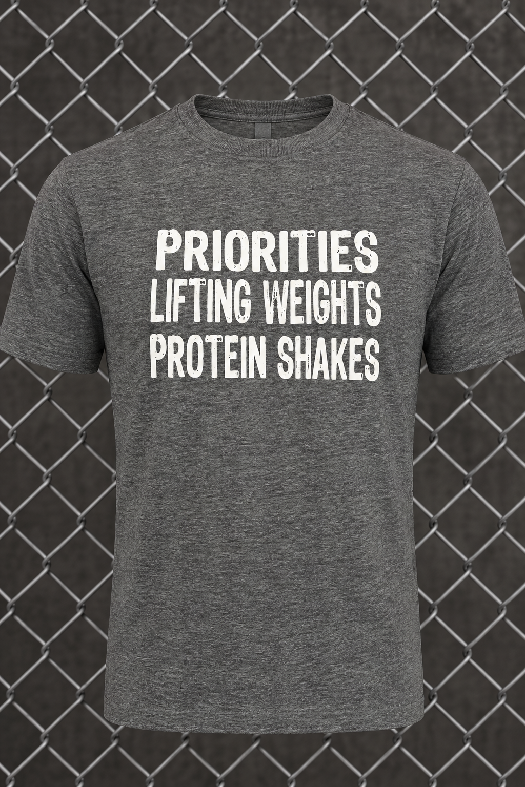 Priorities, Lifting Weights, Protein Shakes (T-Shirt)
